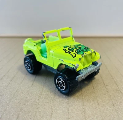 Majorette Jeep CJ-5 Green Graffiti No.244 290 1:54 Diecast - Image 1 of 4