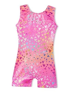 Gymnastics Leotards for Girls Sparkly One 4T/5T Nenon Love Heart Biketard - Picture 1 of 6