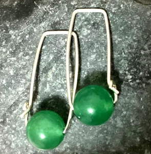 925 Sterling Silber Ohrringe. Aventurin. Edelsteine. Original.  Fein/Handarbeit - Bild 1 von 4