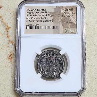 276-282 AD Probus Ancient Roman Aurelianianus Coin 4.31g NGC AU ~ Consular Bust  - Image 1 of 4