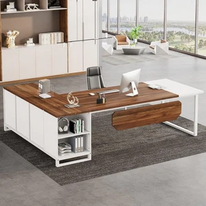Capen 70.8 in. L Shaped Walnut Wood Executive Desk with 55 File Cabinet Modern L - Picture 1 of 10