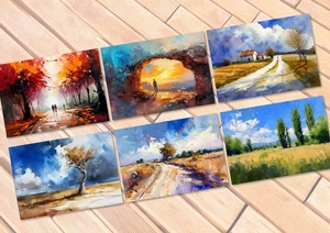 Autumn Walkway Prints on Matte Paper | Vibrant Seasonal Impressionist Painting - Picture 1 of 9