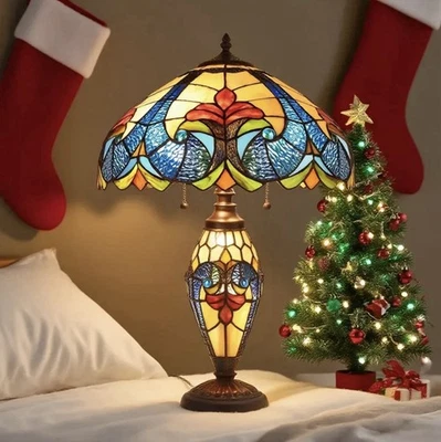 24” American Stained Glass LED Night Light Lamp|Vintage Home Decor|Tiffany Style - Image 1 of 4