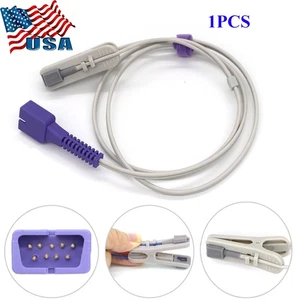 Sonda sensor SpO2 clip dedo suave adulto 9 pines 1M compatible con Nellcor Oximax - Imagen 1 de 12