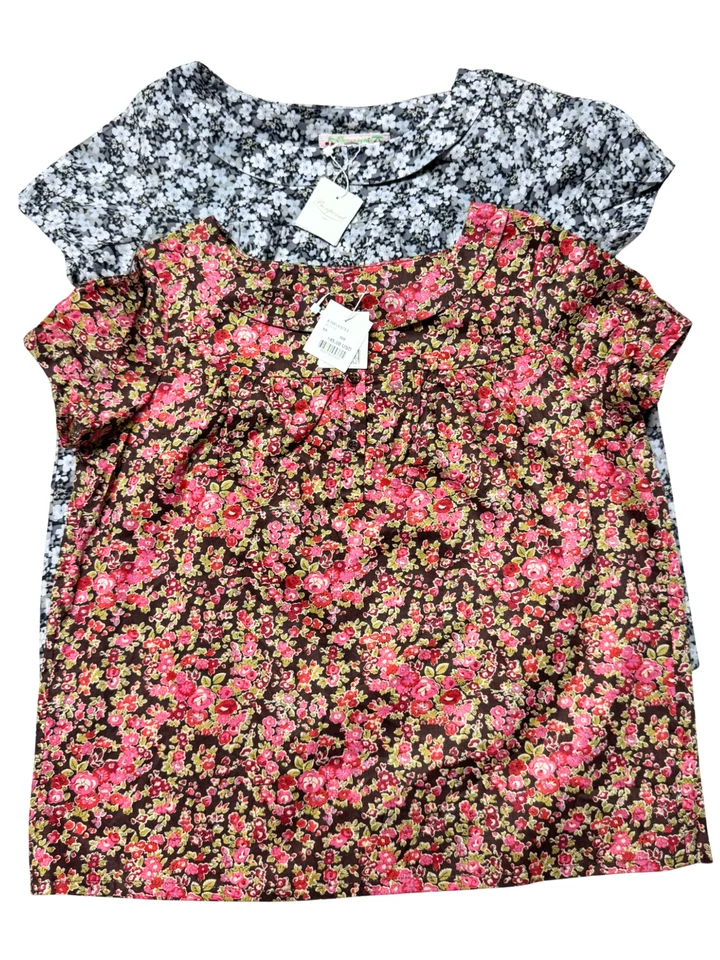 Bonpoint Girls Floral Cotton Blouse Short Sleeve Button Front Top Size 8Y, 18M - Image 1 of 2