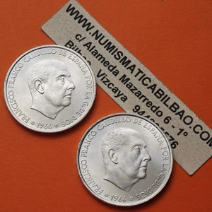 @@ESTRELLA TRUCADA REPRODUCCION@@ 100 PESETAS 1966 * 69 PALO RECTO y CURVO plata - Foto 1 di 8
