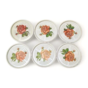 Vintage Tiny Trays Coasters Roses Tin 1950s 1960s Romanic Aesthetic - Picture 1 of 5