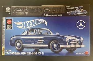 Mattel Brick Shop Hot Wheels Mercedes-Benz 300 SL Blue  In Hand - Picture 1 of 5