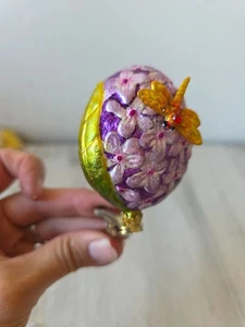 Libelle Blume Clip Glas Glitzer Ornament Lila Gold Weihnachtsbaum - Bild 1 von 8