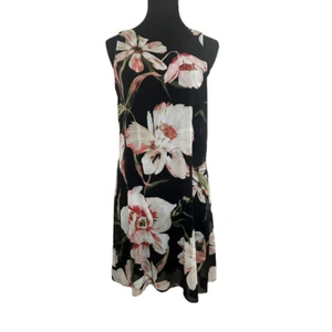 Karen Kane Black Floral A Line Dress Sleeveless Size L - Picture 1 of 11