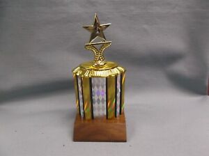 STAR trophy award silver column walnut base award holiday