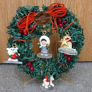Hallmark Little Frosty Friends 1990 Wreath & 4 Ornaments Husky Bear Christmas - Picture 1 of 2