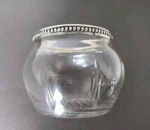 Ancien Petit Vase En Cristal Bordure En Argent Massif. - Picture 1 of 8