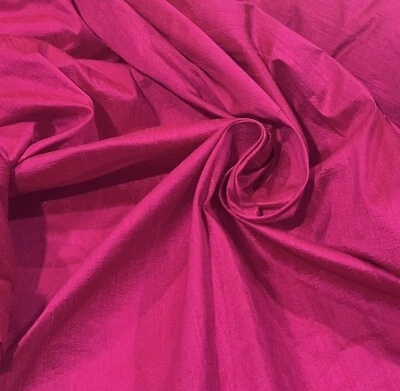 Fuchsia Pink 100% Silk Dupioni Fabric 54” wide Sold By The Yard - Image 1 of 3