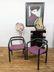 pair BRIAN KANE Metropolitan Rubber Chairs Rare 80s Postmodern Bauhaus Modern - Picture 1 of 1
