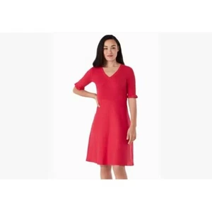 Abito maglione Kate Spade rosa scuro scollo a V taglia grande rosa brillante lunghezza ginocchio - Foto 1 di 7