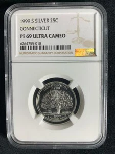 1999 S 25C SILVER CONNECTICUT QUARTER ULTRA CAMEO PF69 NGC PR69 DCAM UCAM 2769 - Picture 1 of 2