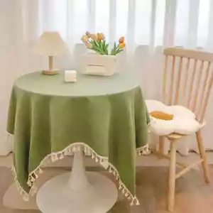 Tassels Tablecloth Cotton Linen Table Cloth Tea Table Dining Table Decoration - Foto 1 di 31