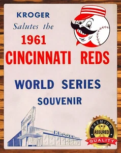 1961 - Serie Mundial Cincinnati Rojos - Raro - Letrero de metal 11 x 14 - Imagen 1 de 4