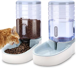 Automatic Dog Cat Feeder and Water Dispenser Set,Waterer and Gravity Food Feeder - Picture 1 of 12