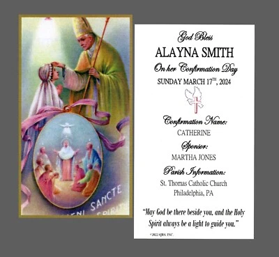 God Bless Confirmation (girl) - Personalized Laminated Prayer Cards - Pack of 35 - Image 1 of 3