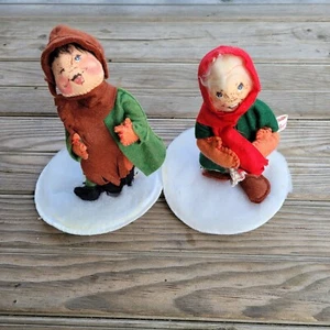 Vtg 1988 Annalee Felt Dolls Christmas Caroler Set Holiday Winter 7" Whimsical - Picture 1 of 7