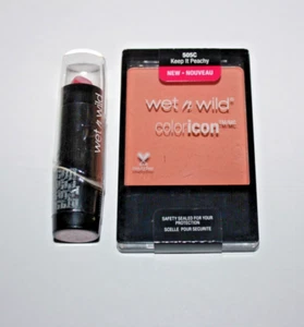 Wet n Wild ColorIcon blush #505C Keep It Peachy + Finish Silk Lipstick Pink Ice - Picture 1 of 3
