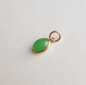 8x6mm Oval Cut Green Chrysoprase Charm for Necklace, Hoops, Earrings in 14k Gold - Picture 1 of 4
