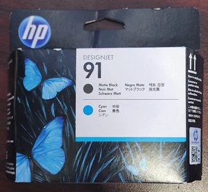GENUINE HP #91 Matte Black / Cyan PRINTHEAD C9460A DESIGNJET Z6100 SEALED - Picture 1 of 3