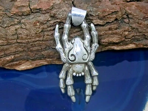 Colgante De Tarantula De Plata Esterlina 925 Maciza Con Cadena Gótica Y Cinta - Imagen 1 de 4