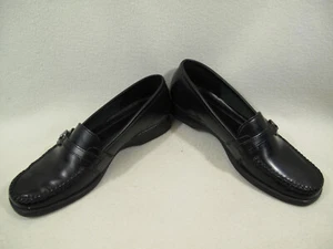 Bass Damen-Penny-Loafer schwarz Weejuns Tracey Leder Größe 8 ~ Silberschnalle - Bild 1 von 16