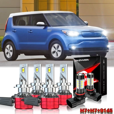 For Kia Soul EV 2015 2016 2017 Combo H7 H7&9145 LED Headlight Fog Light Bulbs - Image 1 of 4