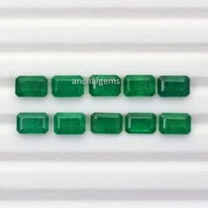 5X3MM -7X5MM SMERALDO SMERALDO NATURALE ZAMBIA TAGLIO OTTAGONO SFACCETTATO GEMMA SCIOLTA - Foto 1 di 3