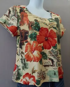 Blusa manica corta bianca Stage taglia XL multicolore floreale 100% cotone - Foto 1 di 12