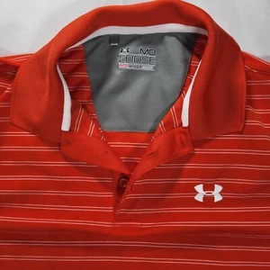 Polo Under Armour Hombre Medio Suelto Heat Gear Naranja Rayas Manga Corta - Imagen 1 de 9