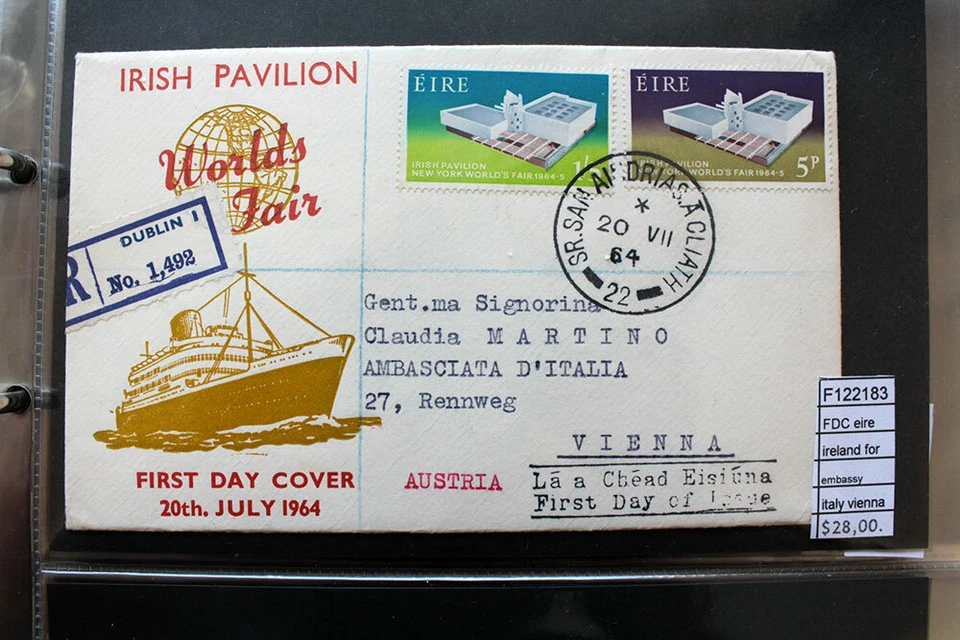 FDC EIRE IRELAND FOR EMBASSY ITALY WIEN (F122183) - Image 1 of 1