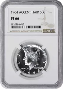 1964 Kennedy halber Dollar akzentuiertes Haar PRF66 NGC - Bild 1 von 2