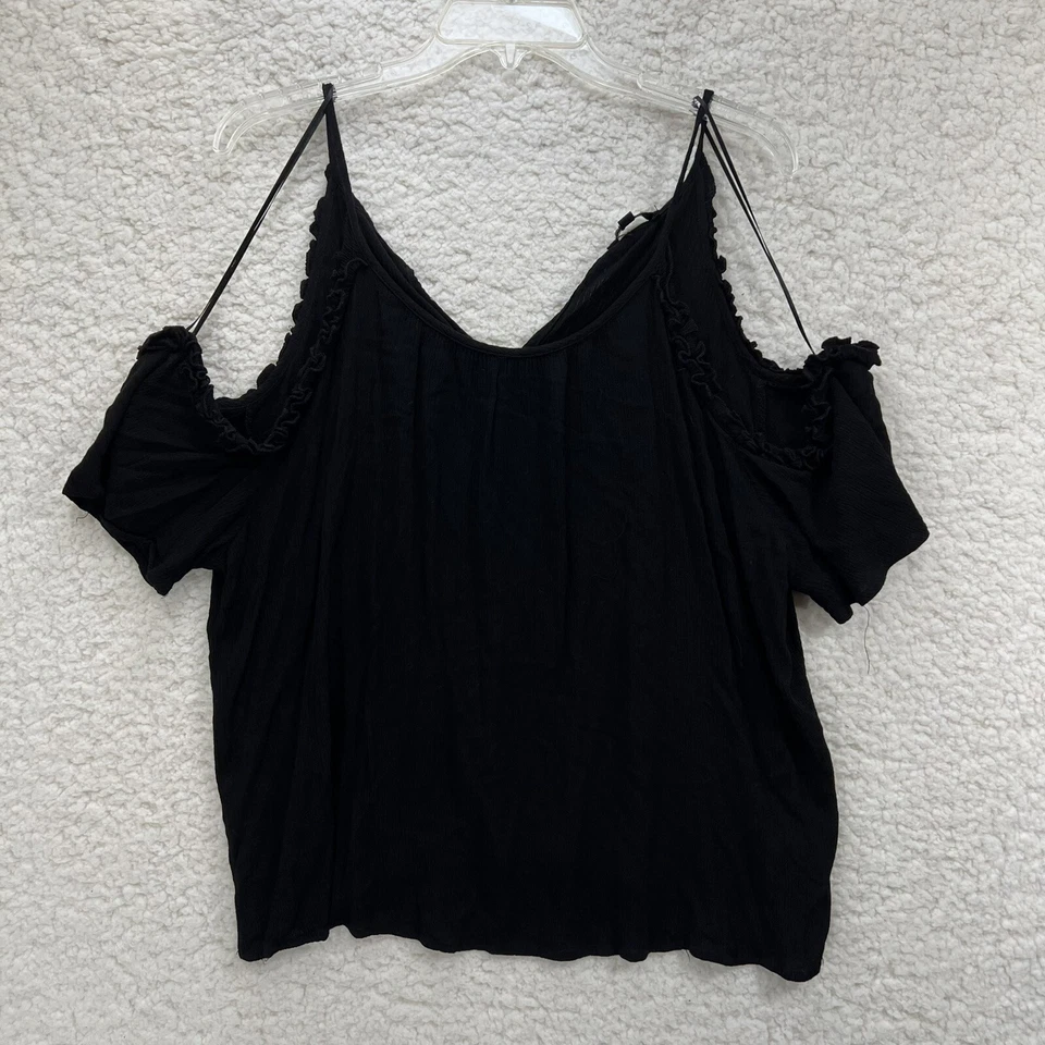 Ambiance 2X Cold Shoulder Short Sleeve Flowy Black Tank Top Women Size 2X - Изображение 1 из 4