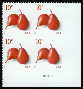 #5178 10c Red Pears, Plate Block [B111111 LR] Mint **ANY 5=FREE SHIPPING** - Picture 1 of 1