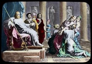 Magic Lantern Slide ESTHER OBTAINETH THE GRACE .. C1900 RELIGION ILLUSTRATION - Picture 1 of 2