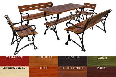 GARTENMÖBEL 2 x BANK 2 x Sessel + TISCH Sitzgarnitur Holz Gartentisch MASSIVHOLZ - Bild 1 von 4