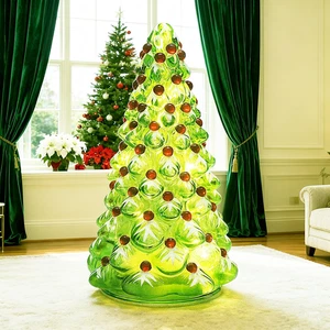 Christmas Decor Lights,Mercury Glass Tree Lights with Timer.Lighted Glass Tablet - Picture 1 of 12