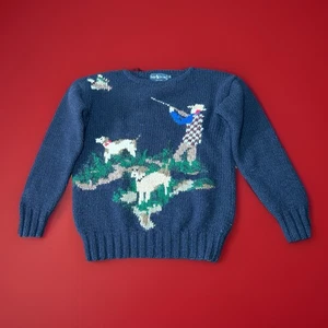 Ralph Lauren Handstrick Pullover Entenjagd Navy Dog Label Vintage Gr. Medium - Bild 1 von 10