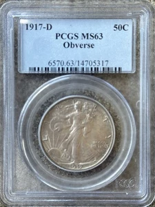 1917-D Obverse Walking Liberty Half Dollar MS63 PCGS - Picture 1 of 4
