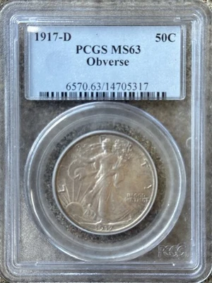 1917-D Obverse Walking Liberty Half Dollar MS63 PCGS - Image 1 of 4