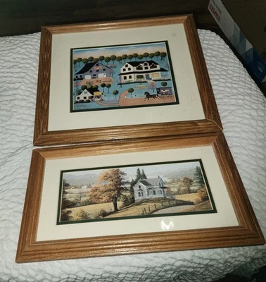 Framed Country Farmhouse Landscape Wall Art Set - Image 1 of 3