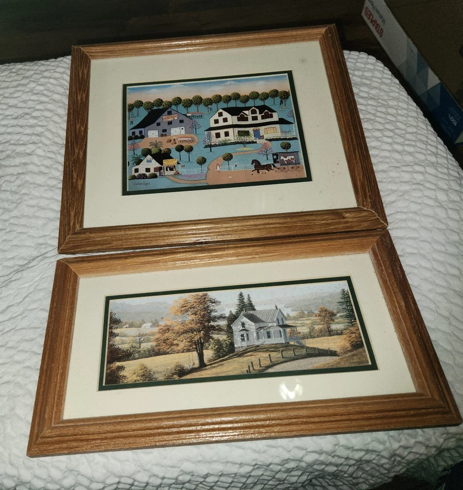 Framed Country Farmhouse Landscape Wall Art Set - Image 1 of 3