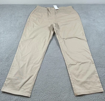 Pantalones para mujer Appleseed's 18 caqui pierna recta elásticos chinos cremallera frente plano Foto 1 de 4