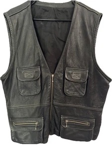 Factory Standards Leather Vest  Thick Soft Black  Biker Great Design XL? - Picture 1 of 4