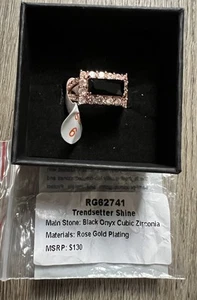 Bomb Party black onyx rose gold borg ring size 6 Trendsetter Shine - Picture 1 of 2